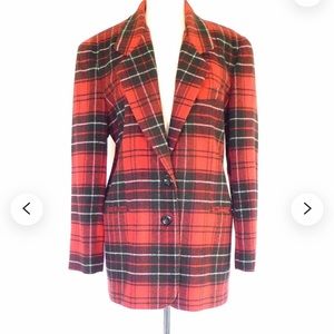 Express wool size small red plaid jacket